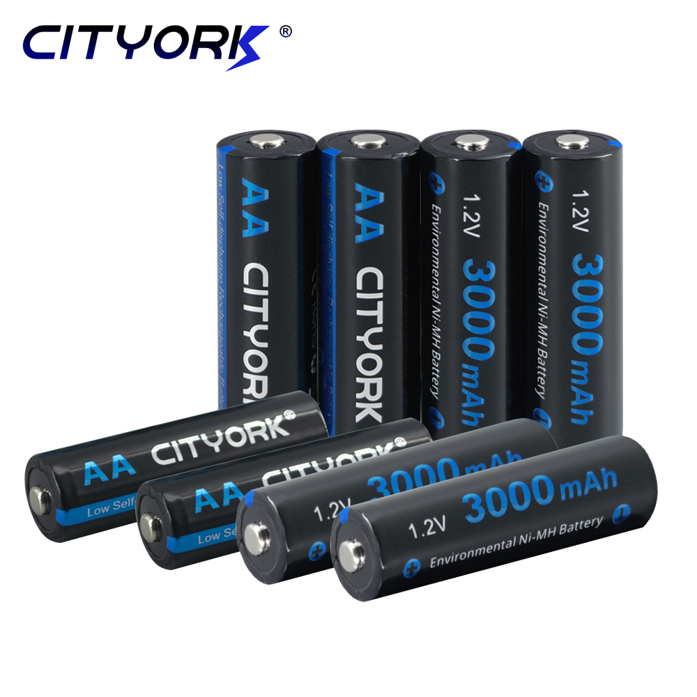 CITYORK AA 1,2 V 3000 mAh nimh oplaadbare batterij aa-batterijen + batterijlader voor 1,2 V AA/AAA C/D oplaadbare batterij