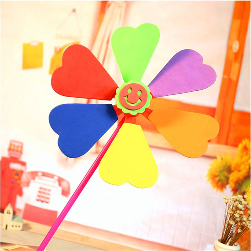 Molino de molinete EVA DIY para niños, Spinner de viento, juguete para niños, césped y jardín, juguete de decoración para , jardín de infantes, 6 uds.