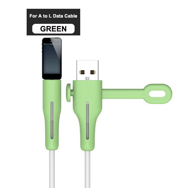 Protecteur de câble pour Apple iPhone USB chargeur câble protecteur cordon économiseur fil enrouleur Protection pour iPhone ligne de données protecteur: A to L  Green
