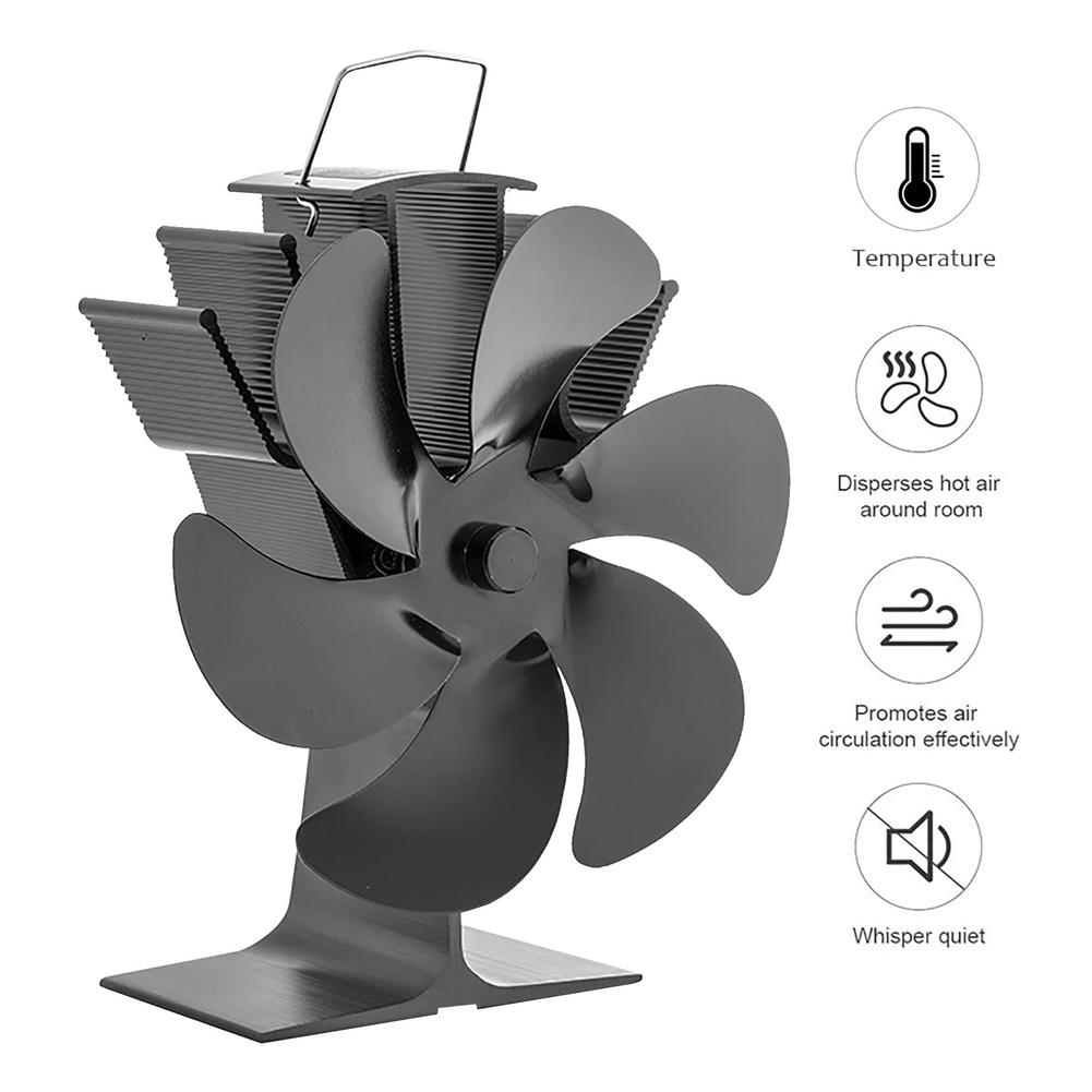 6 Propeller Stove Fan Durable Low Energy Consumption Quiet Home Fireplace Fan Efficient Heat Distribution Fan Appliances