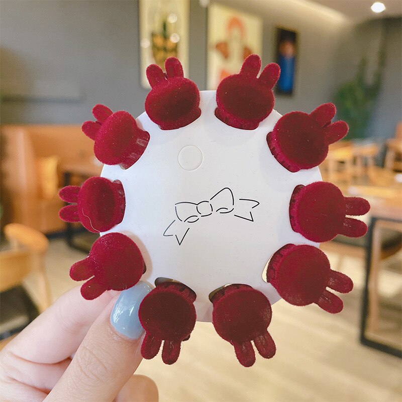 10/1Pcs Velvet Hair Claw Heart-shape Hair Clip Women Mini Size Claw Clip Solid Color Hairpin Barrettes Headwear Hair Accessories: B3