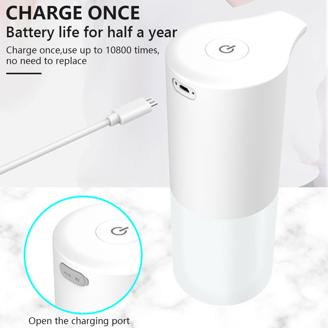 350ml berøringsfri automatisk sæbedispenser usb opladning smart skum maskine infrarød sensor