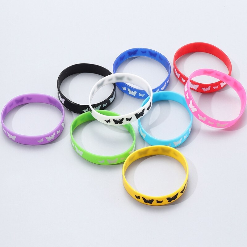 9 Pcs buona fortuna quadrifoglio elasticità mano braccio polsino braccialetti in Silicone per bambini ragazzi ragazze donne gioielli