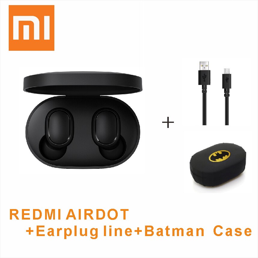 In Stock Original Xiaomi Redmi Airdots TWS Bluetooth Earphone Stereo bass BT 5.0 Eeadphones Mic Handsfree Earbuds AI Control: CN BATMAN