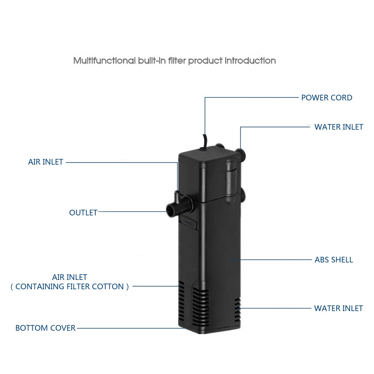 3/4/8/22W Fish Tank Aquarium Internal Filter Pump 250L 220V-240V Submersible Water Pump