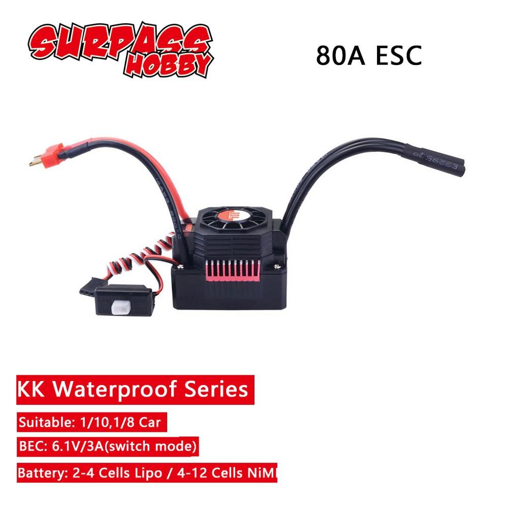 150A 120A Waterproof ESC KK Speed Controller 35A 45A 60A 80A for 1/8 1/10 1/12 RC Monster Redcat Volcano EPX Blackout XTE Buggy: 80A