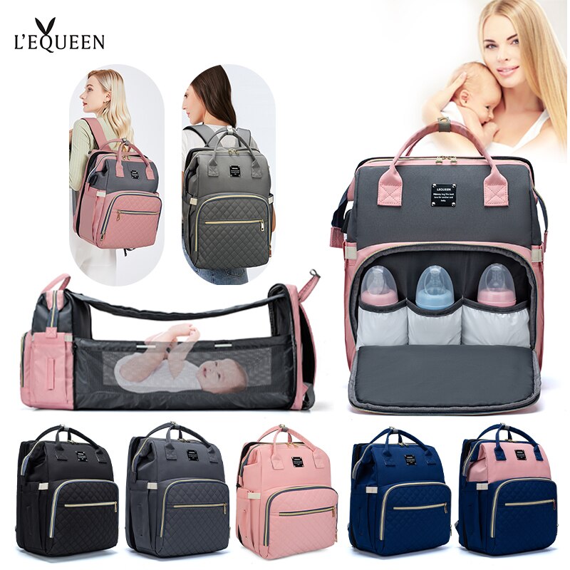 Sac à langer pour bébé, sac à dos de lit de maternité pour maman, sac d&#39;allaitement de grande capacité pour les soins de bébé, poussette avec crochet