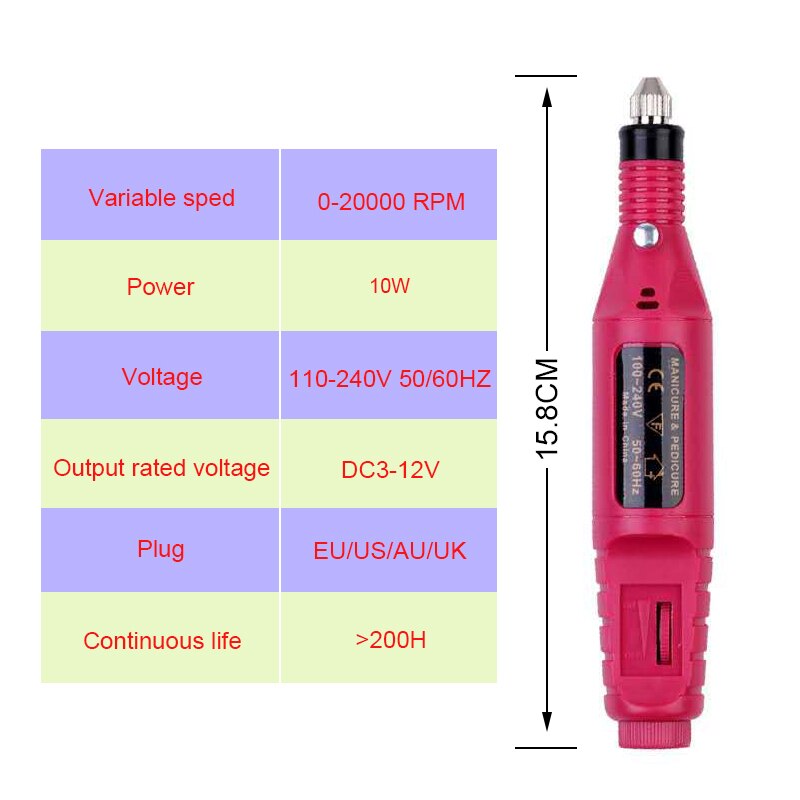 20000 RPM Profession Electric Nail Drill Manicure Machine Pedicure Mchine Milling Cutter Nail Art File Tools