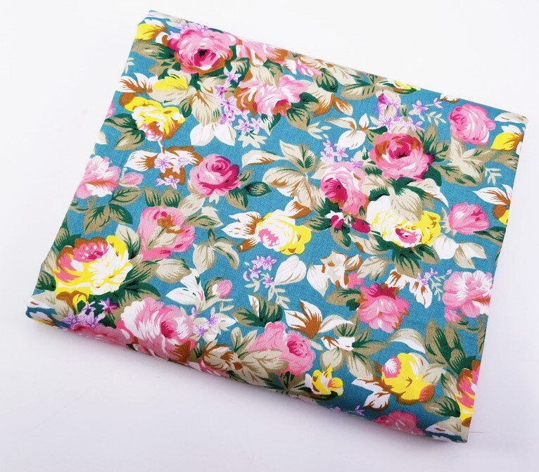 Flower Print Cotton Twill Fabric Patchwork Cloth DIY Sewing Quilting Fat Quarters Kids Fabric Upholstery For Furniture Material: White / 50x160cm