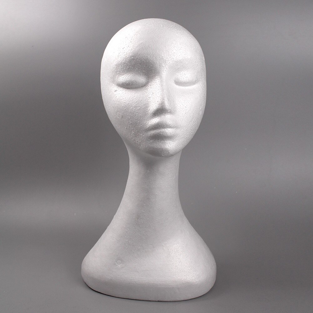 Female Plastic Plain Face Mannequin Manikin Head Model Wig Sunglasses Eyeglass Hat Cap Display Stander - White Black Skin Color