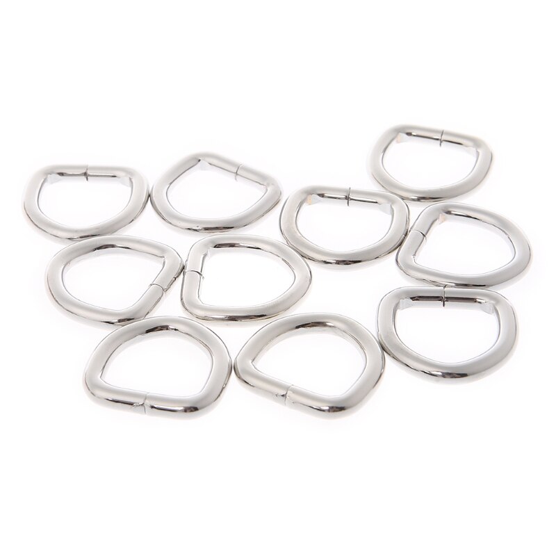 10 Pcs 2 Cm Metalen Riem Riem Web D Ring Zakken Gesp Sluiting Handtas Lederen Tas Purse Bag Accessoires: Zilver