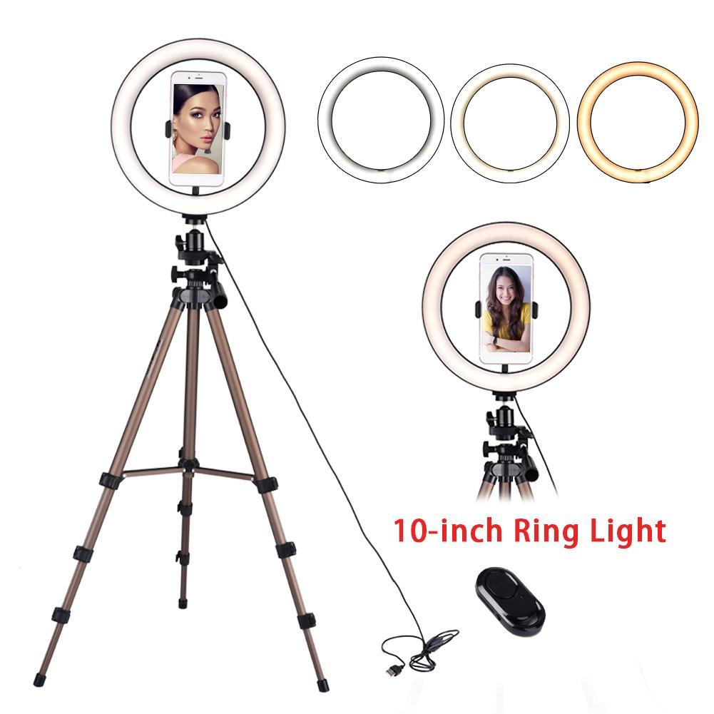 6/10inch LED Ring Light Camera Light Makeup Selfie with Tripod Phone Holder Video light for Mobile Phone Accessories: 10  inch
