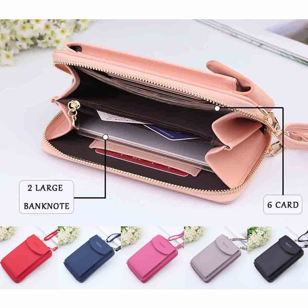 38# Women Mobile Phone Bag Buckle Shoulder Messenger Bag Large Waist Bag For Mobile Phone Universal Pouch Portable Pocket