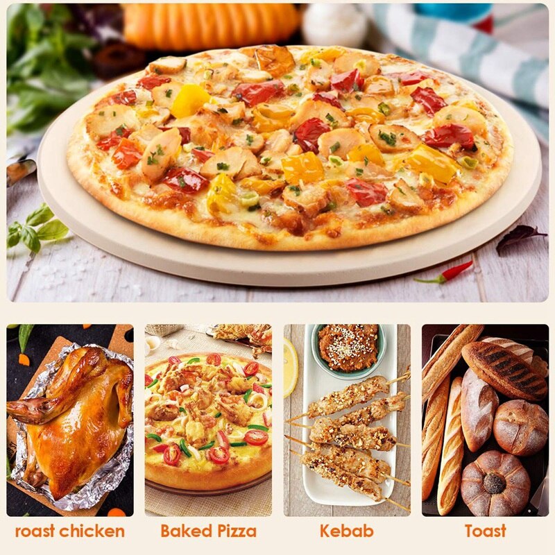 12Inch Ceramic Pizza Stone Pizza Baking Stone/ Pan, Perfect for Grill and Oven - Thermal Resistant, Durable and Safe