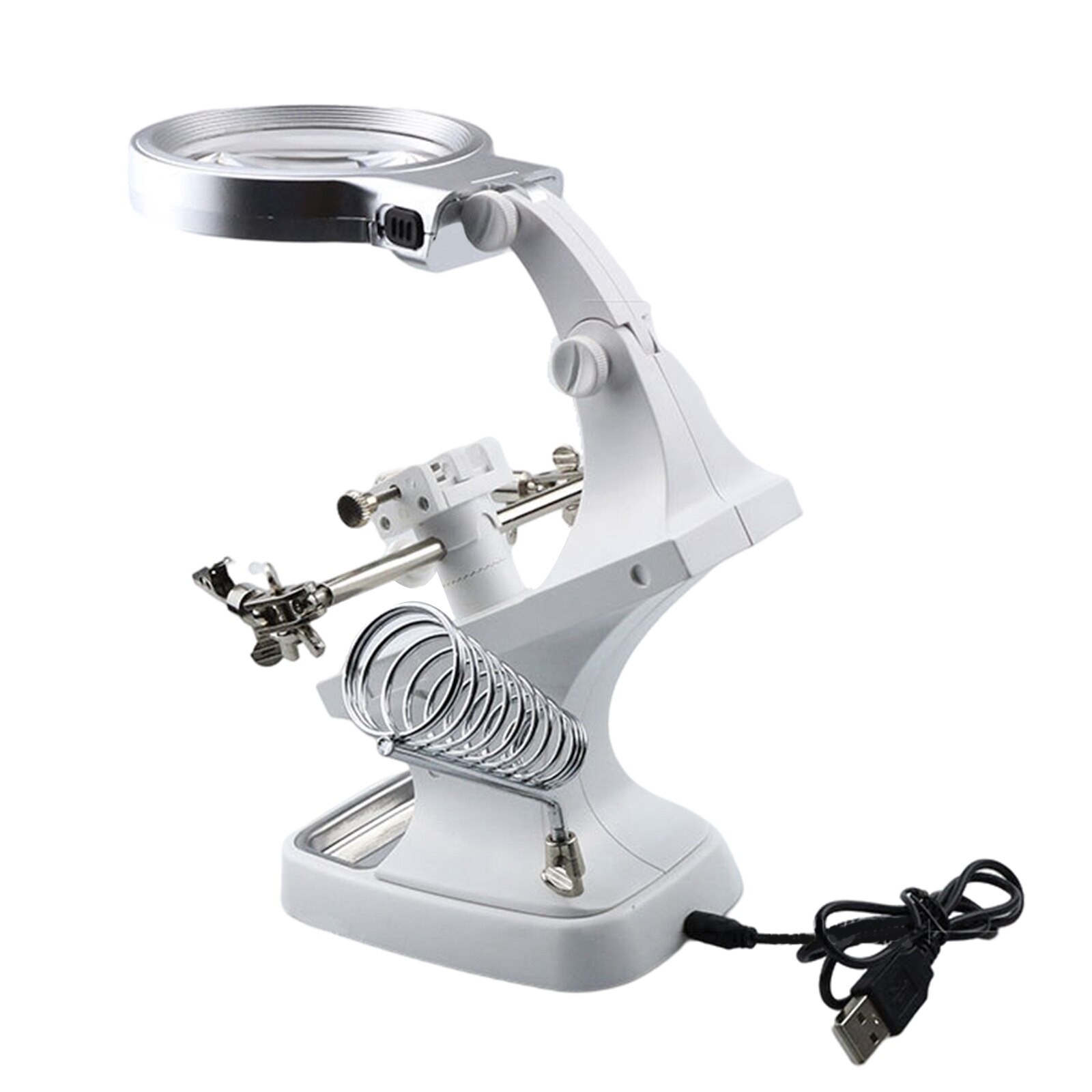 Desktop Led Vergrootglas Lamp Licht Vergrootglas Lens 4.5X Loepen Vergroting Werklamp Verstelbare Handheld Oplaadbare Rode: Default Title