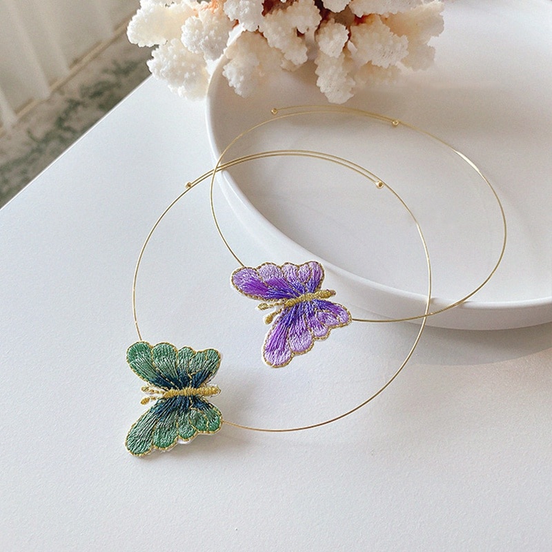 MENGJIQIAO, Gargantilla circular de Metal con de mariposa de coreana, joyería para mujeres, collar para chicas, de joyería