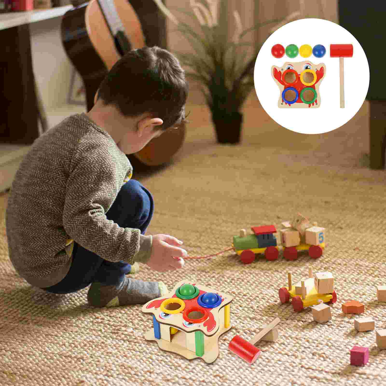 1 set kinderspielset mit holztieren zum klopfen, lernspielzeug für kinder