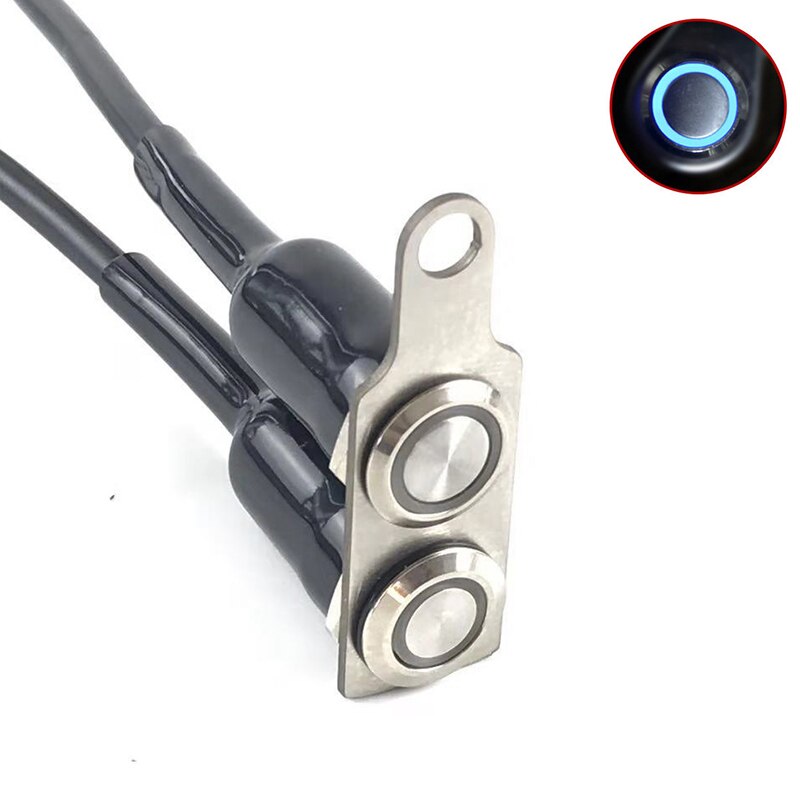 1pcs LED Motorcycle Light Handlebar Mount Push Button Switch 12V For General Hazard Fog Light LED Motorcycle Switch Handlebar: blue light C
