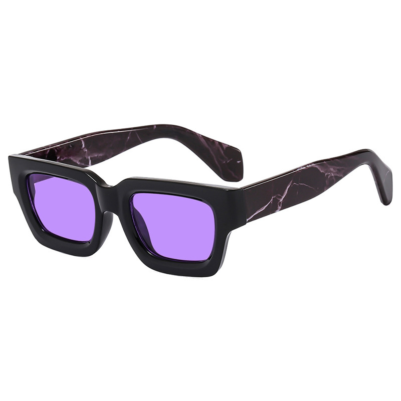 Gafas de sol cuadradas Retro a la para hombre, gafas de sol tipo ojo de gato, gafas rectangulares de UV400, gafas de verano Vintage Punk: Negro / Azul