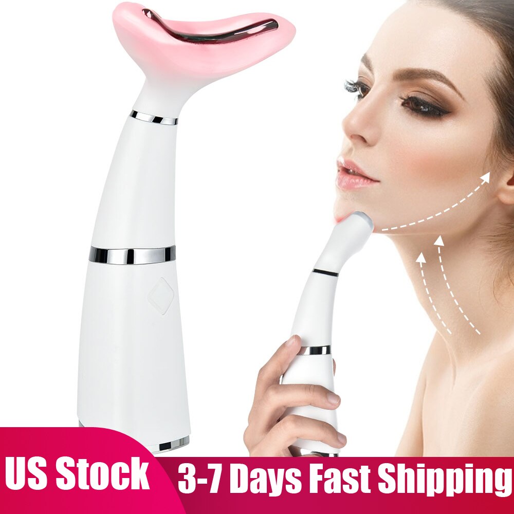 3 Colors LED Photon Therapy Neck Face Lifting Tool IPL Vibration Skin Tighten Reduce Double Chin Anti Wrinkle Beauty Device Tool