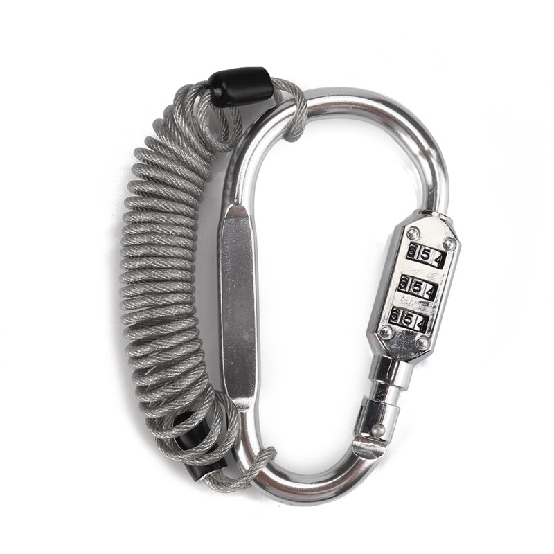 Helmet Locking Carabiner Anti-Theft Bike Motorcycle Helmet Lock with Resettable Code PIN Spring Combination Lock