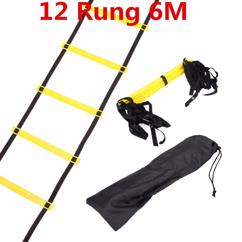 Escalera de entrenamiento de fútbol 6, 8 y 12 peleles, escalera duradera de nailon para entrenamiento de fútbol, pies Fitness, entrenamiento de velocidad: 12Rung 6M