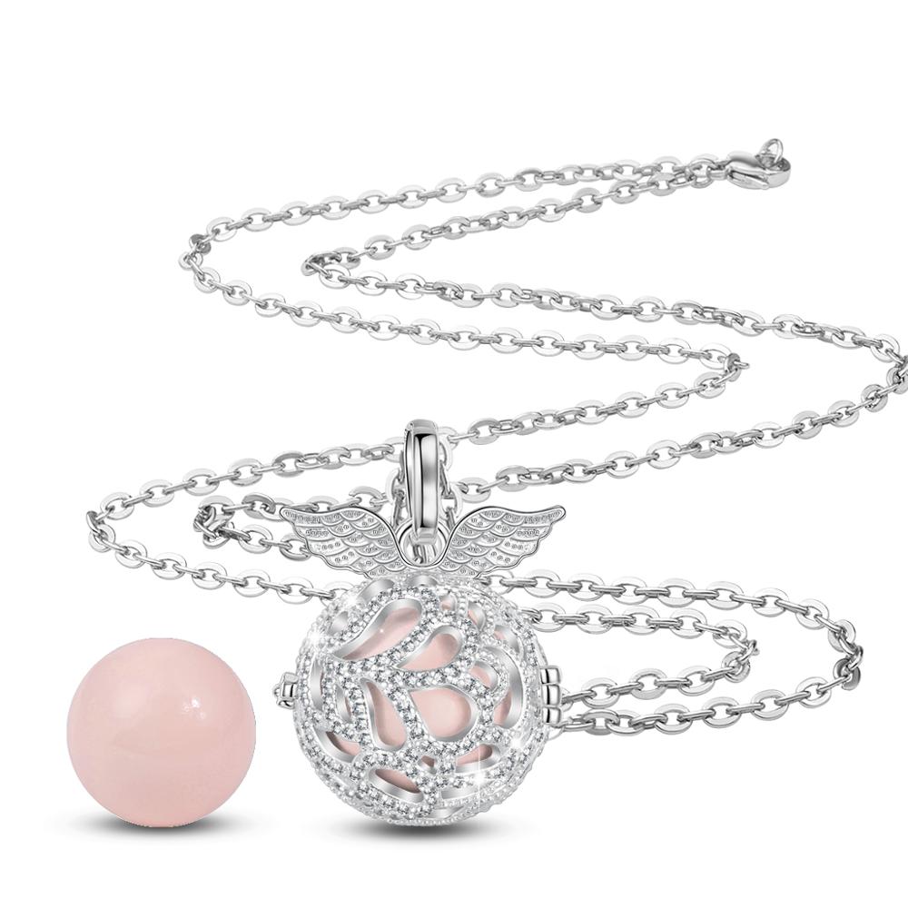 Angel caller 18mm Wing Harmony Bola Ball Crystal Ball CZ Cage Pendant long Necklace DIY Chime Ball For Pregnant woman baby K380: A27