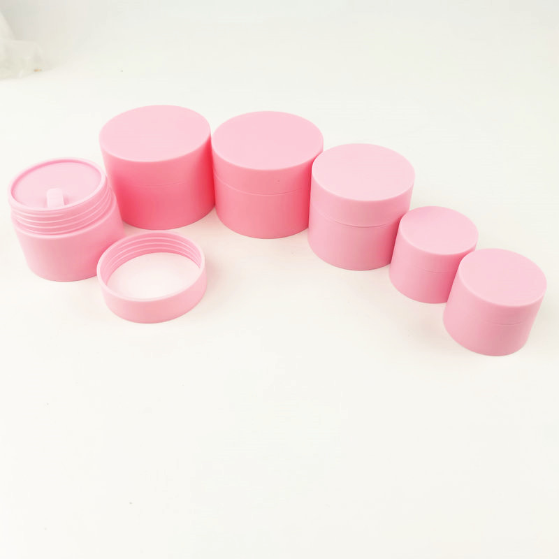 30 stuks 5g/10g/15g/20g/30g/50g roze plastic potjes, matglazen potjes voor cosmetische crème, lege dubbelwandige potjes voor los poeder met schroefdeksel