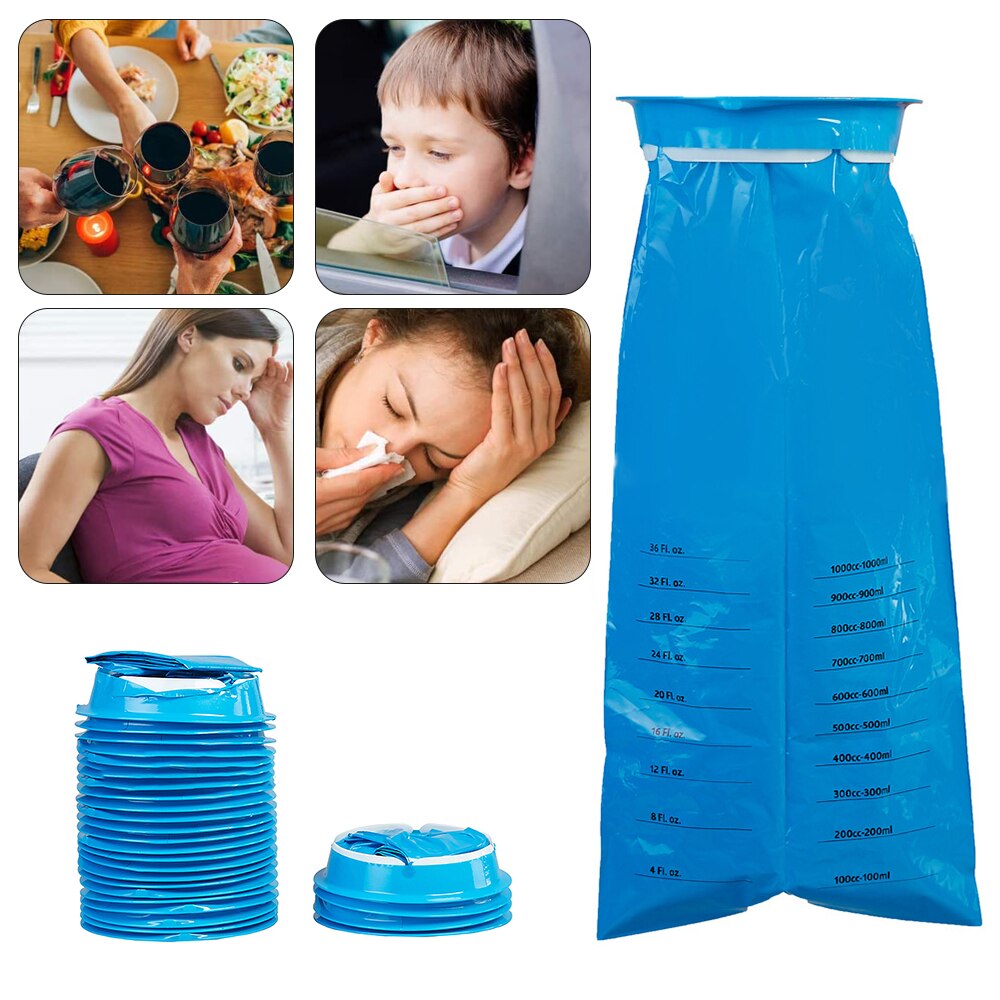 20PCS/pack Disposable Vomit Bags Blue Multi-functional Sickness Bags Aircraft Car Sickness Bag Nausea Bags For Travel Motion