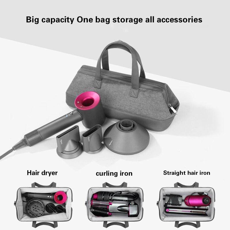 Hair dryer travel case, hair bag, large capacity storage bag with handle for dyson hair dryers, portable case, dustproof organizer