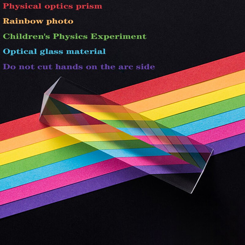 Triangular Prism BK7 Optical Prisms Glass Physics Teaching Refracted Light Spectrum Children Students 30x30x100mm
