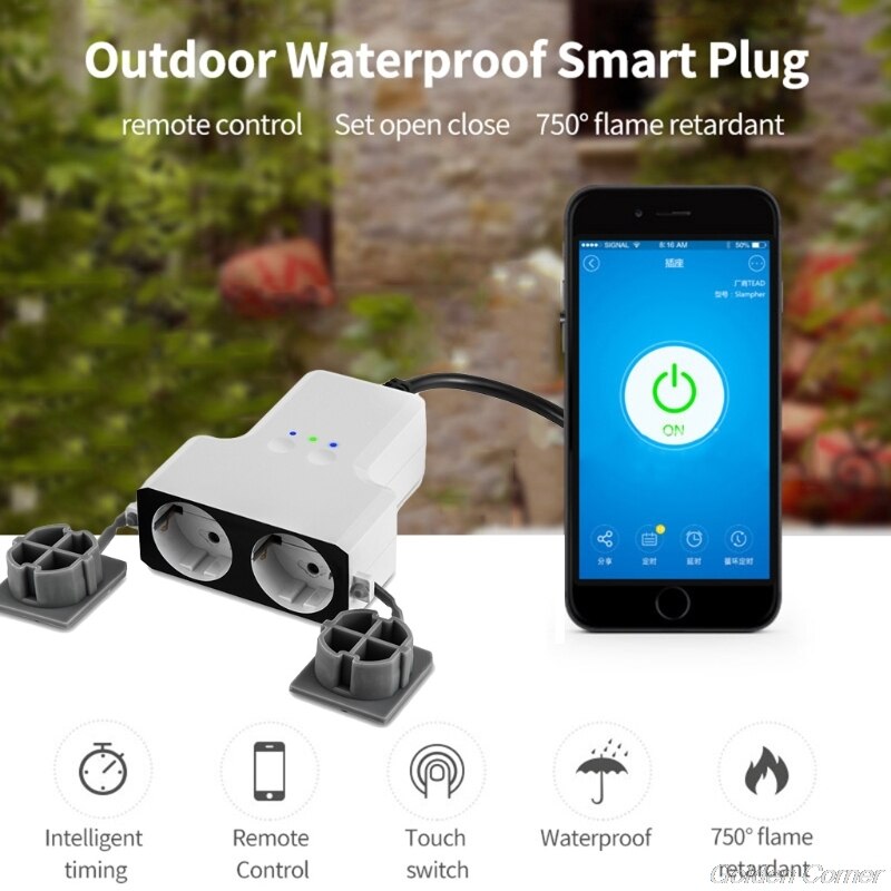 Dual WIFI Smart Waterproof Socket IP44 Outdoor Smart Plug Outlets Tuya Works with Smart Life Home App Timer M25 21