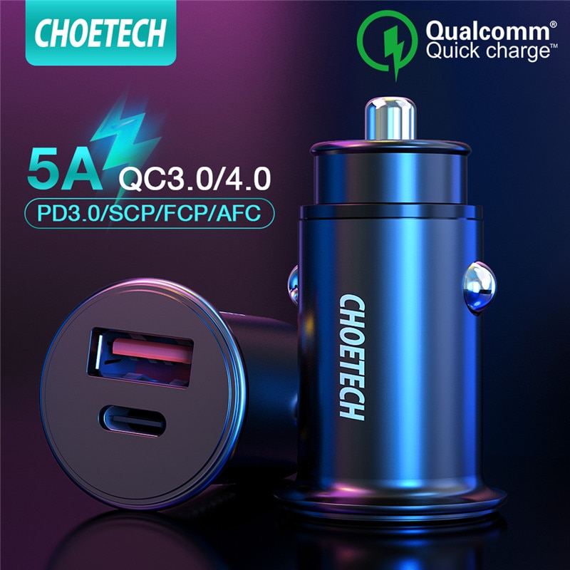 CHOETECH Quick Charge 3,0 mini USB Auto Ladegerät für Samsung Xiaomi Dual Usb QC 3,0 Auto PD Schnelle Ladegerät für huawei mate 30 20