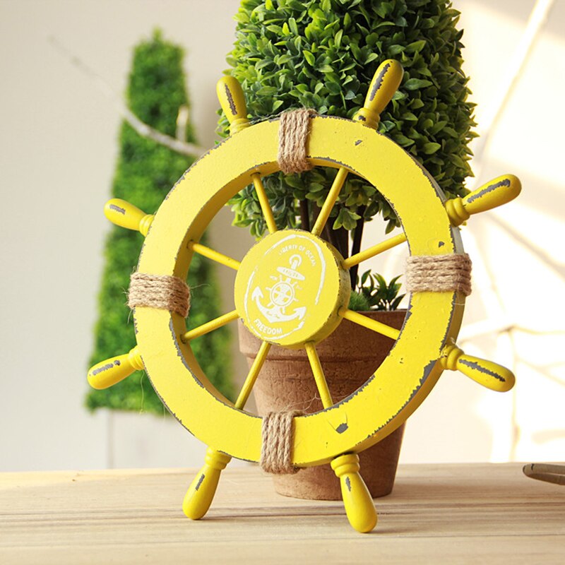 Gouvernail de bateau en bois de Style méditerranéen, décoration murale artisanale
