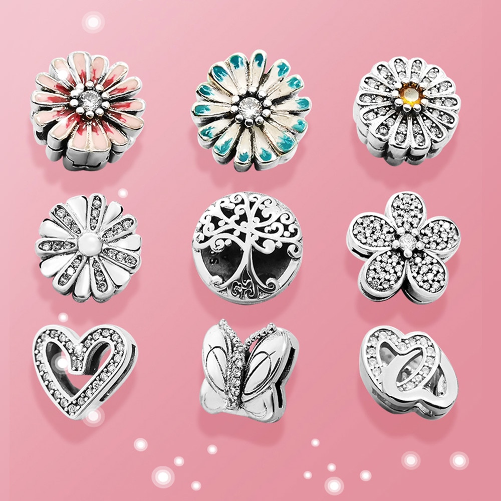 Sommar 925 sterling silver berlock daisy fit original silver armband original reflexion lämplig för kvinnor smycken diy