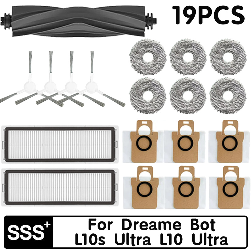 Voor Dreame Bot L10s Ultra L10 Ultra Robot Stofzuiger Onderdelen Rubberen Zijborstel Hepa Filter Mop Rag Stofzak Optioneel: MULTI