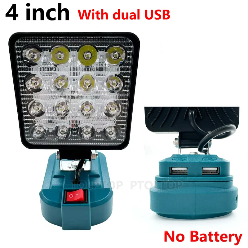 Led-arbeidslys for makita 14.4v 18v li-ion-batteri 3/4 tommer med usb utendørs lommelykt lanterne campinglampe nødlys: Bronse