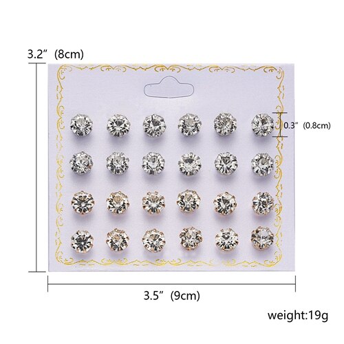 Rinhoo 12pairs Crystal Simulated Pearl Earrings Sets For Women Colorful Round Ear Stud Earrings Wedding Jewelry Box Earrings: 4