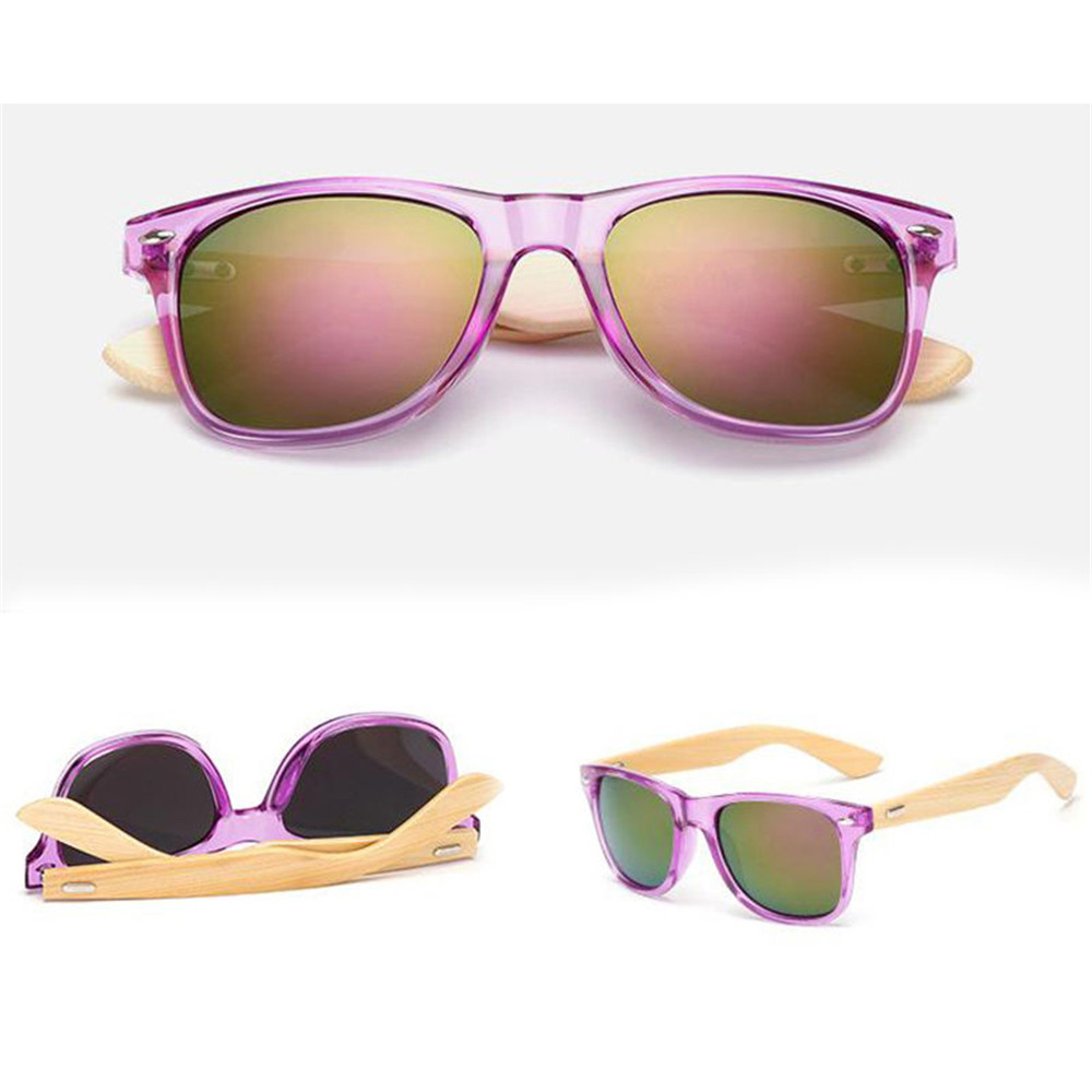 2019 nova retro polarizado óculos de sol das mulheres dos homens viagens esporte moda design da marca de bambu moldura de madeira óculos de sol para as mulheres: Purple