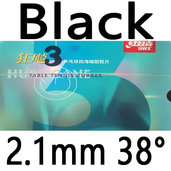 DHS NEO Hurricane3 NEO Hurricane-3 pips-in table tennis pingpong rubber with orange sponge 2.15-2.2mm: black 2.1mm H38