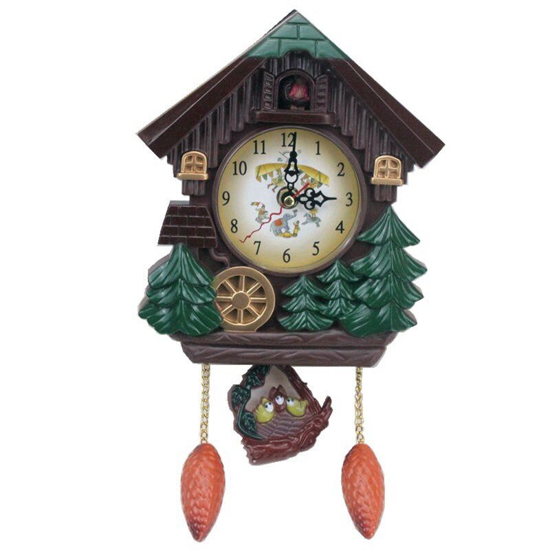 Huis Vorm 8 Inch Wandklok Koekoeksklok Vintage Vogel Bel Timer Woonkamer Slingeruurwerk Craft Art Klok Thuis decor