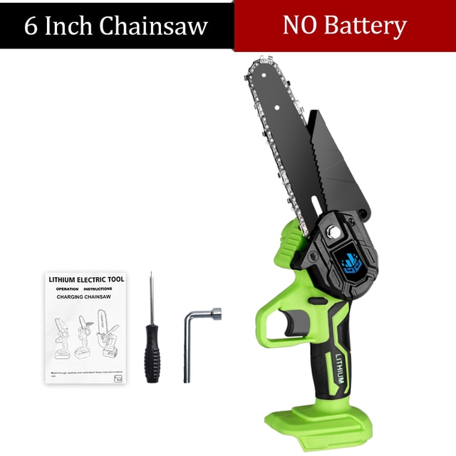 6 Inch Electric Saw 1200W 4000RPM Mini Cordless Garden Logging Chainsaw For Makita 18V Battery Woodworking Cutting Power Tool: Green-Electric Saw
