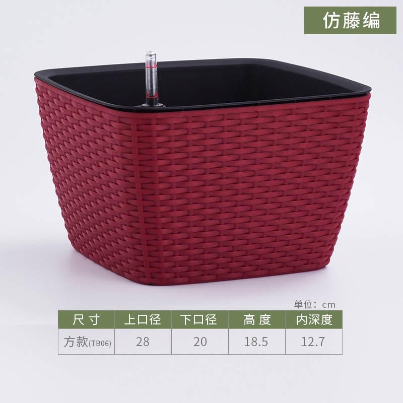 Maceta de mimbre de imitación para mesa, de resina, Pastoral, para el hogar: Rojo