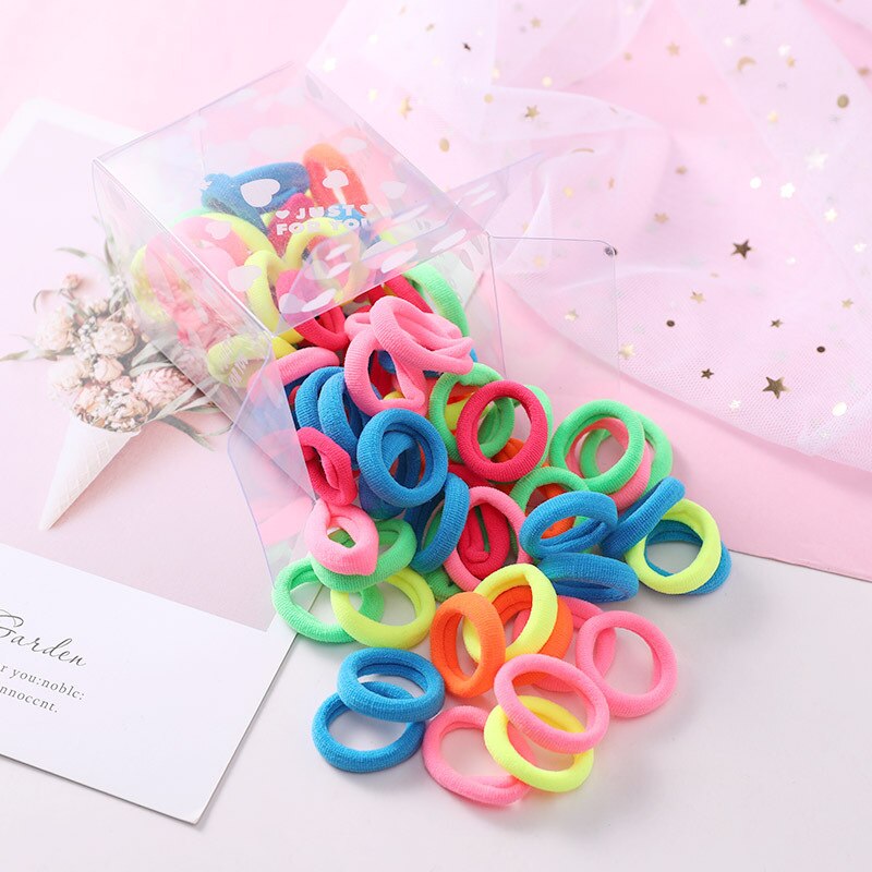 50 pçs/set bonito menina do bebê amor encaixotado dos desenhos animados não ferir o anel de cabelo cabeça corda do cabelo do bebê corda de borracha acessórios de cabelo: 1