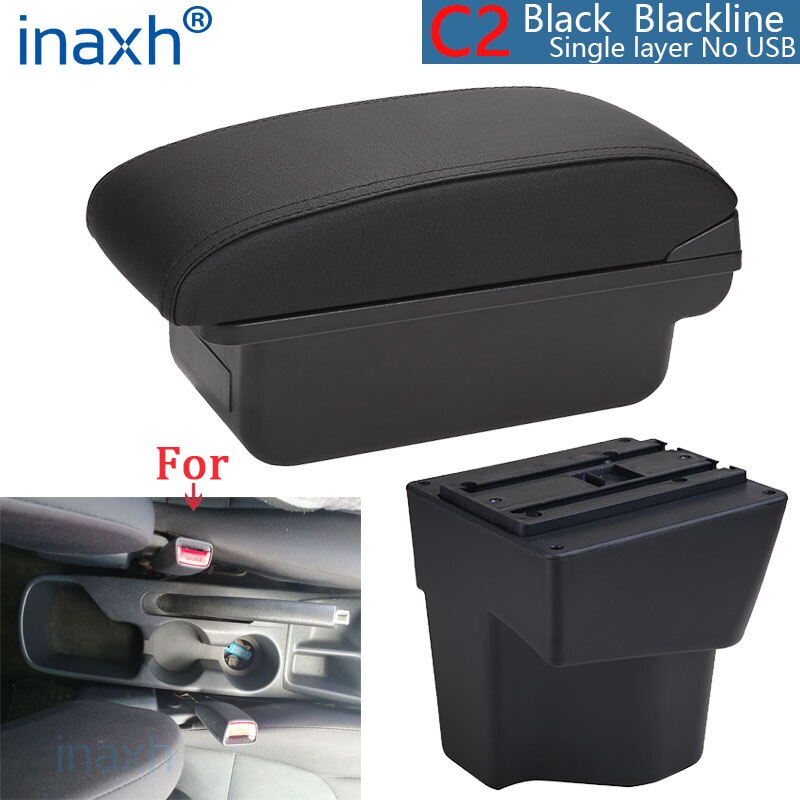 per bracciolo KIA Rio 5 Rio 2014 2013 2012 2015 2016 2017 2018 2019 parti scatola bracciolo auto scatola portaoggetti accessori auto interni: C2 nero linea no USB