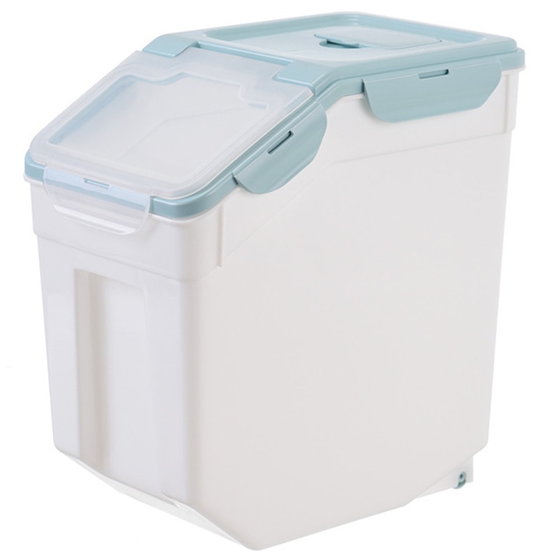 15kg Rice Storage Container Sealed Moisture-proof Grain Pet Food Storage Box Insect Prevention Mildew Container With Wheel