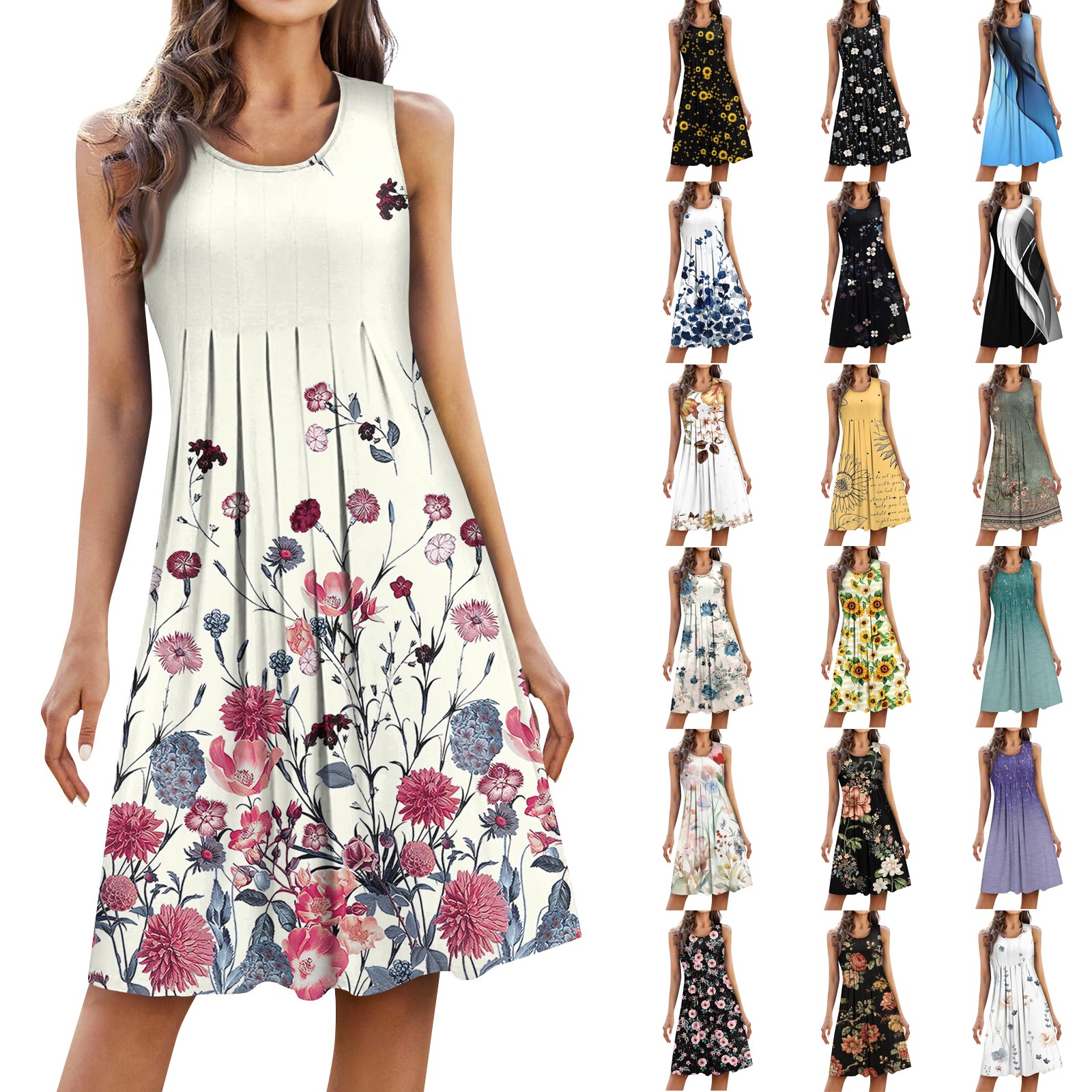 Vintage Floral Printed Party Dress Women Sleeveless Beach Dresses For Women Casual Maxi Dress Women Casual Midi Dress