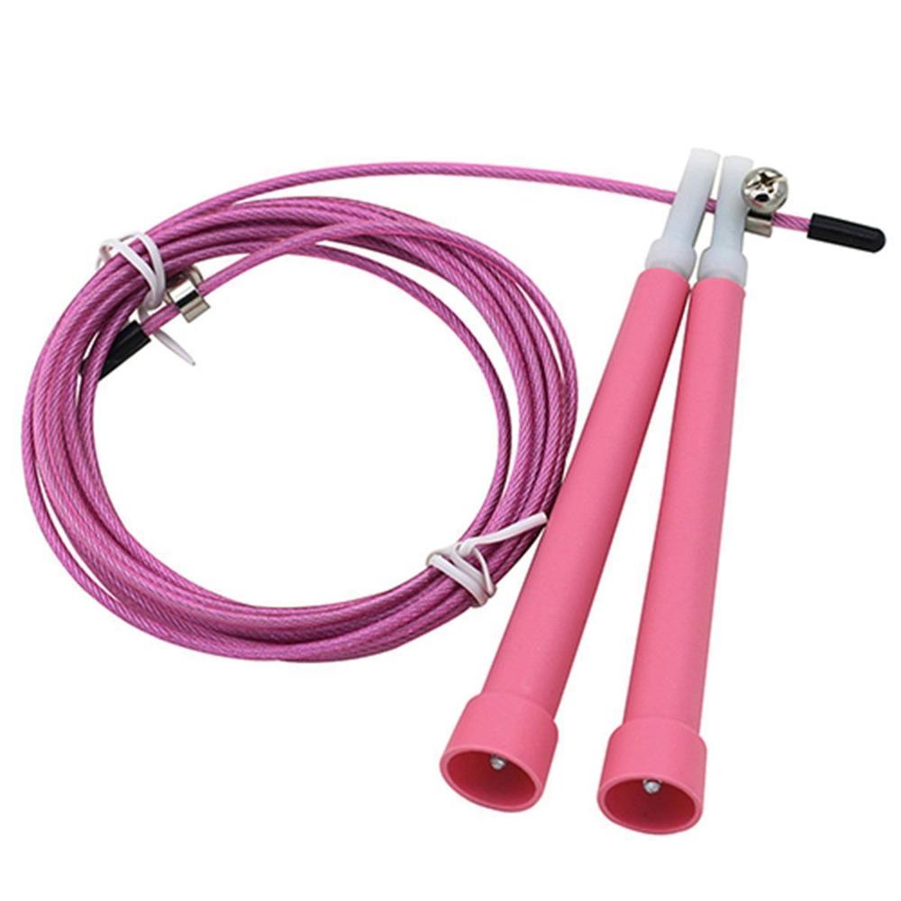 Crossfit fast Jump Rope Skip Speed skipping Ropes with Extra Speed Cable Ball Bearings Home Gym Training: Plastic Pink