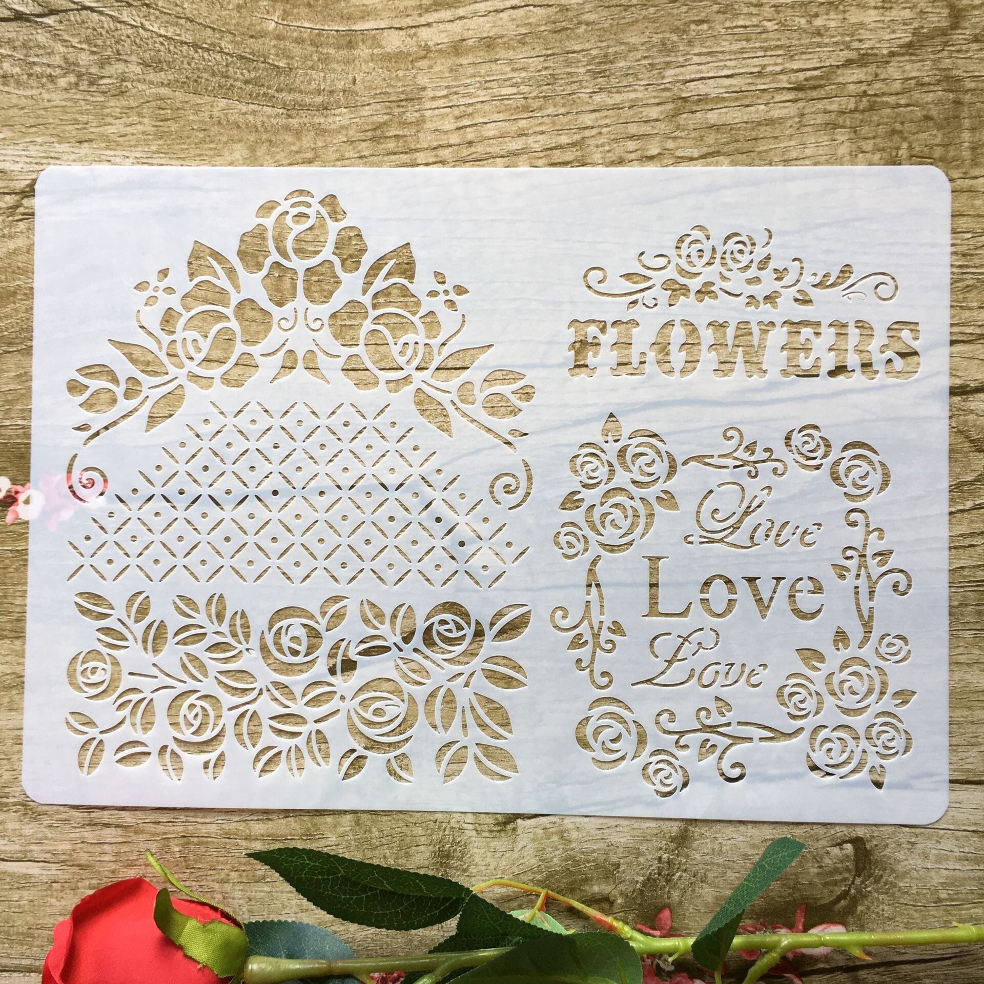 4 teile/satz blumen hoch Fersen mädchen liebe A4 DIY schablone Zauberstab malerei sammelalbum färbung fotoalbum dekorative papier karte vorlage