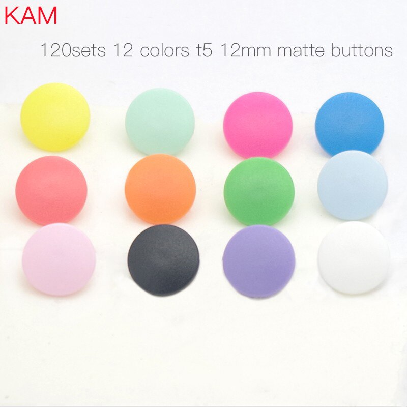 {12 Kleuren Gemengde Matte Finised} KAM Brand 120 sets 20 12.4mm T5 Matten Plastic Snap Button KAM Frosted Fastener Knoppen n